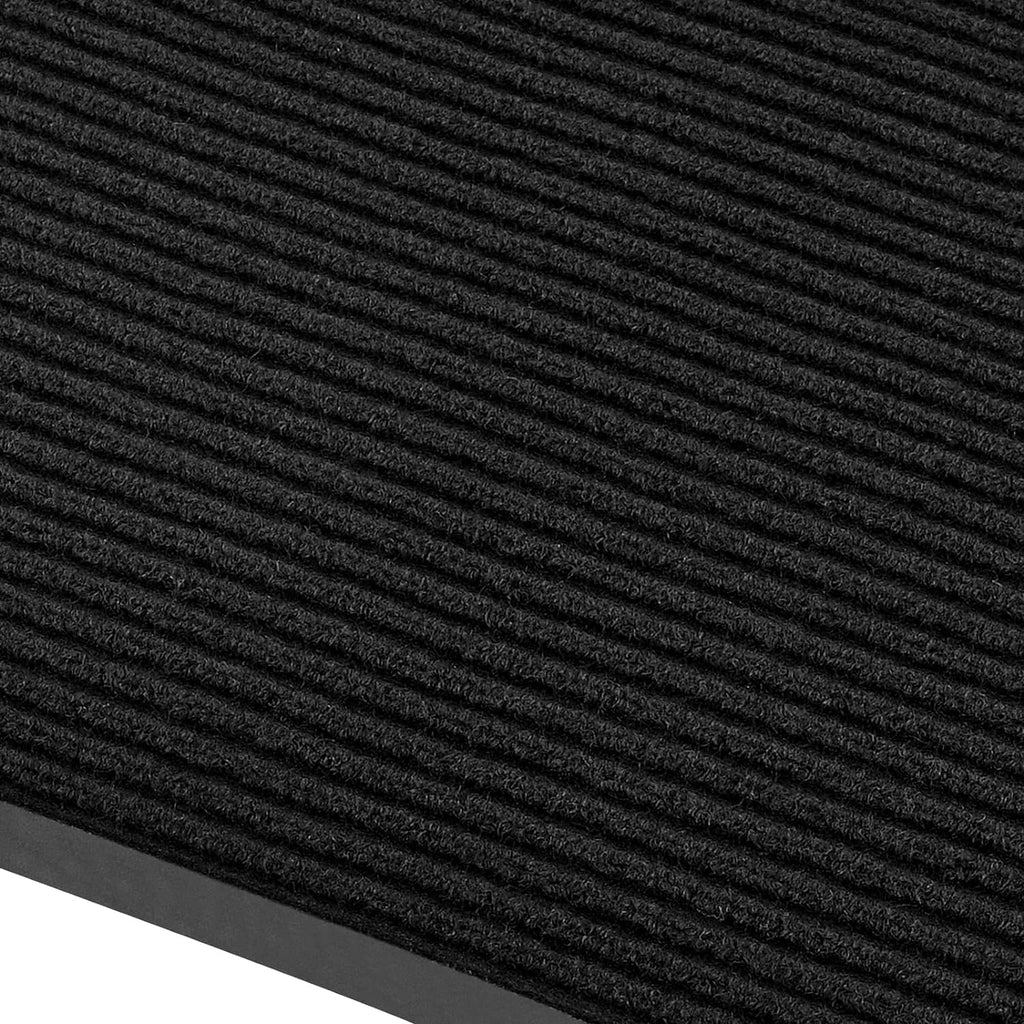 fani Heavy Duty Large Outdoor Indoor Entrance Black Doormat Waterproof Low Profile Entrance Rug Front Door Mat Patio Anti-Skid Rubber Back, 23x72 inch (Jet Black)