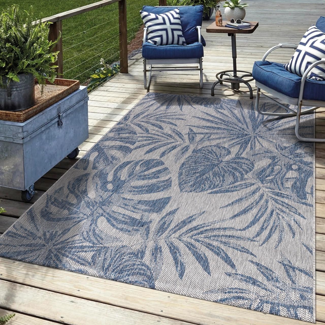 Keen Home Design Terrace Outdoor Area Rug - 8x10 Washable Indoor/Outdoor Rug for Patio, Kitchen, Balcony, Beach, Garden, Deck and Porch, Size: 7'7"x10'