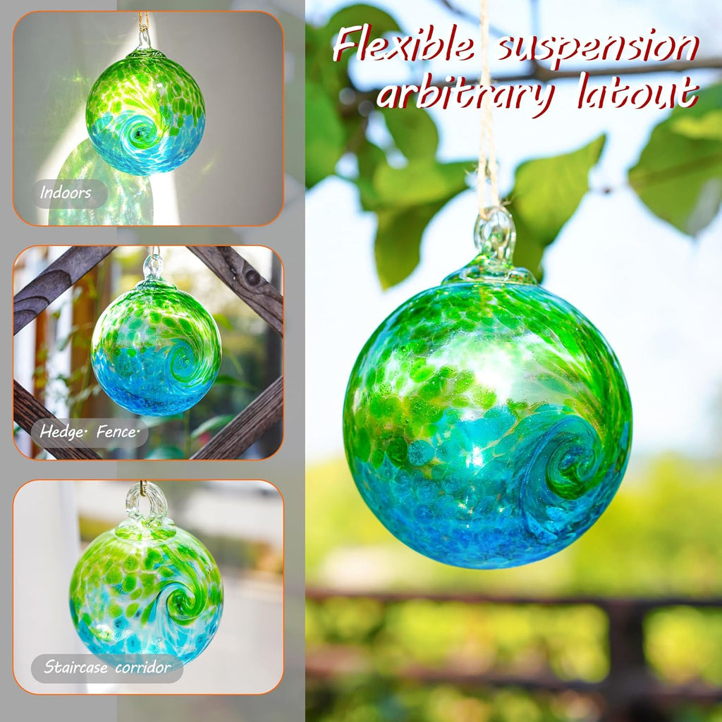 4 Inch Hand Blown Glass Gazing Balls Green Glass Christmas Ball Ornaments Garden Patio Home Decor