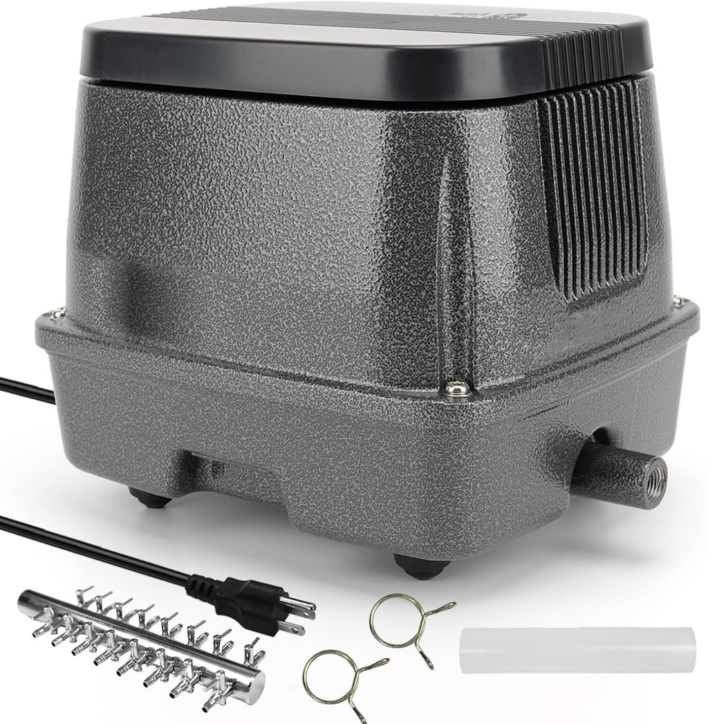 AquaMiracle Linear Air Pump ZP-40/ZP-60/ZP-100/ZP-200 for Pond Aeration, 635/950/1600/4000GPH Septic Air Pump Pond Aerators for Outdoor Ponds, Waste Treatment, Aquarium, Fish Farm, Seafood Restaurant