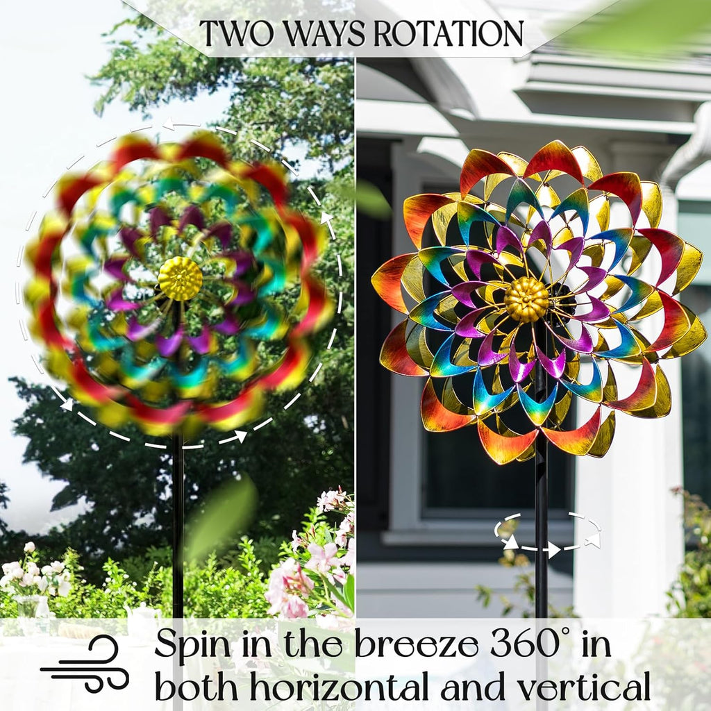 Wind Spinners Outdoor for Yard and Garden Large, Metal Wind Spinners & Wind Sculptures 84 inch, Birthday Gift for Women Family Garden Decor(Colorful)