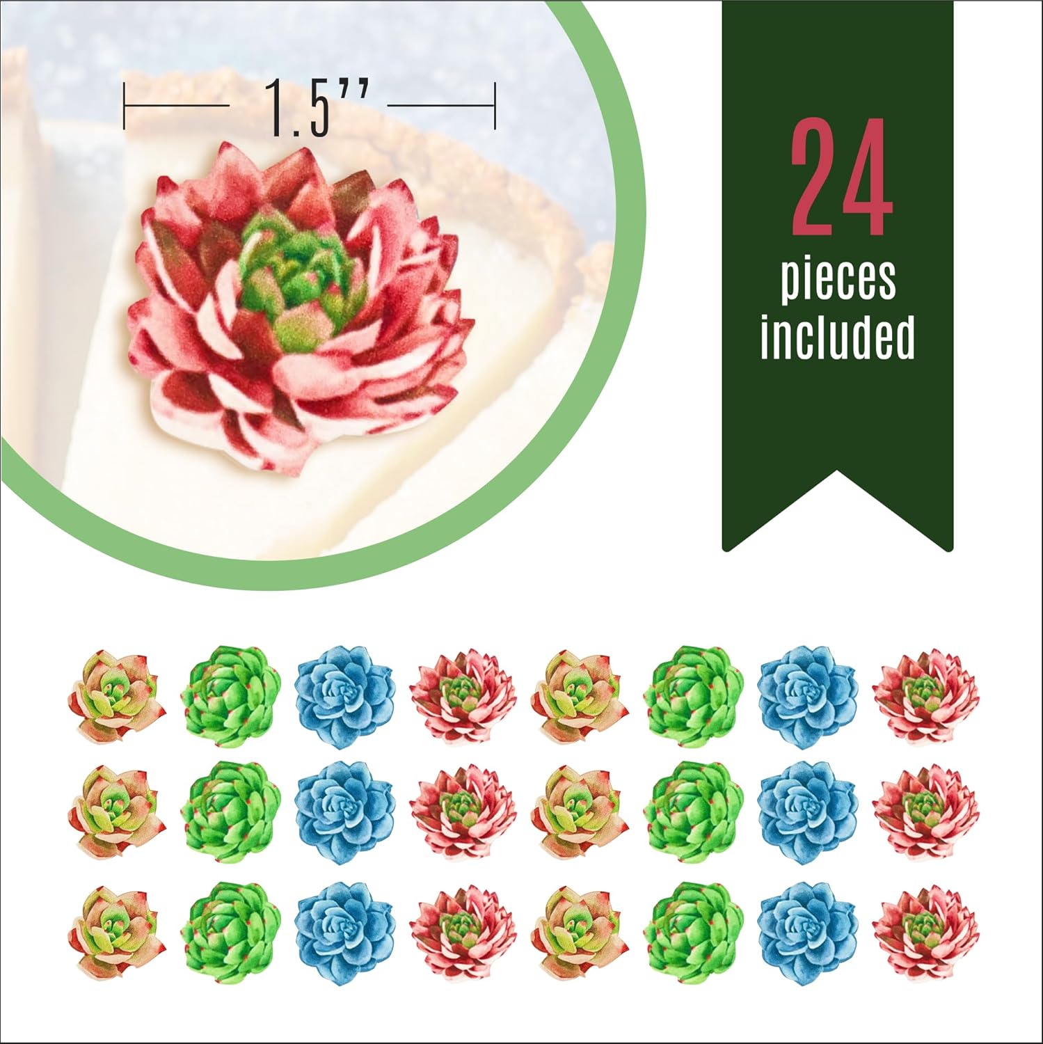 Edible Wafer Succulents - Cake and Cupcake Toppers, Decoration Premium Crafted in the USA