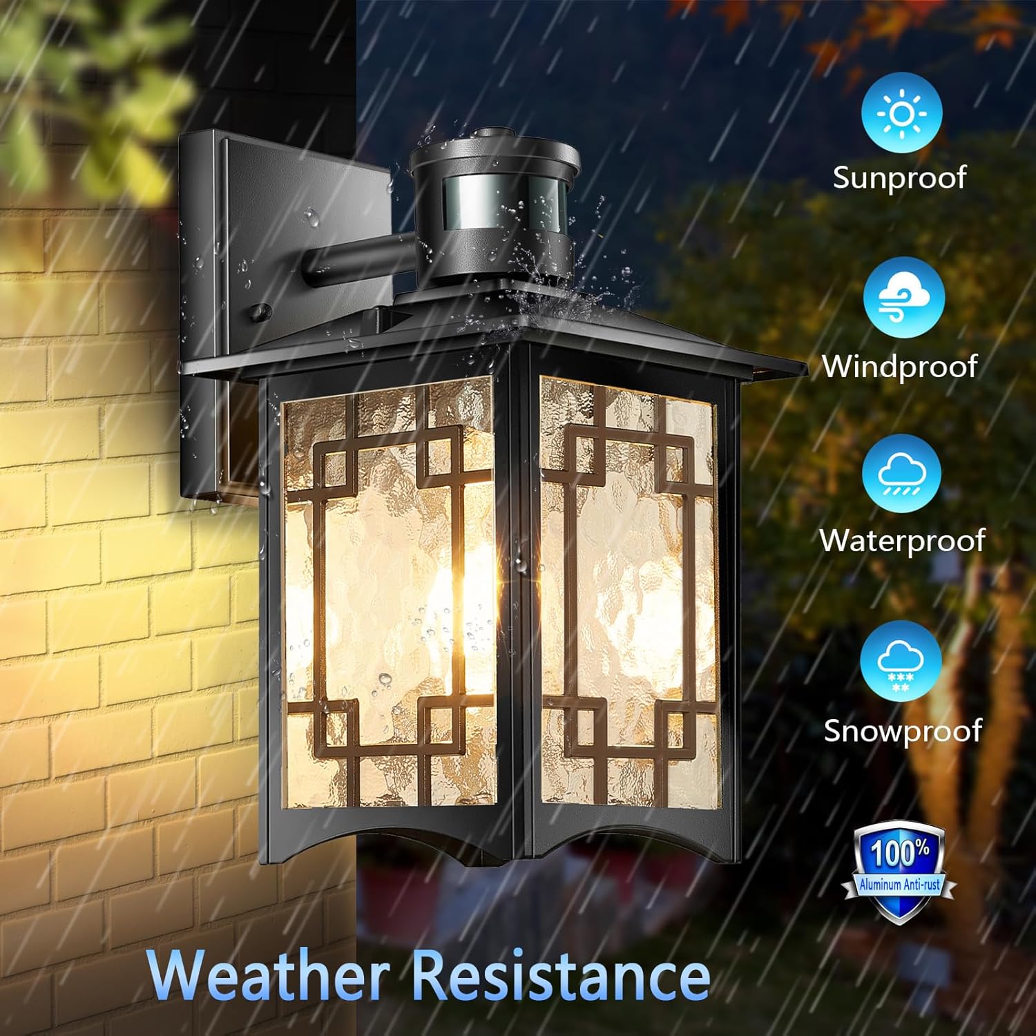 Dusk to Dawn Motion Sensor Light, Outdoor Light Fixture, Aluminum Wall Sconce Lighting, Front Porch Light, Exterior Lights for House Patio, Outside Lights, Wall Mount Anti-Rust Lantern