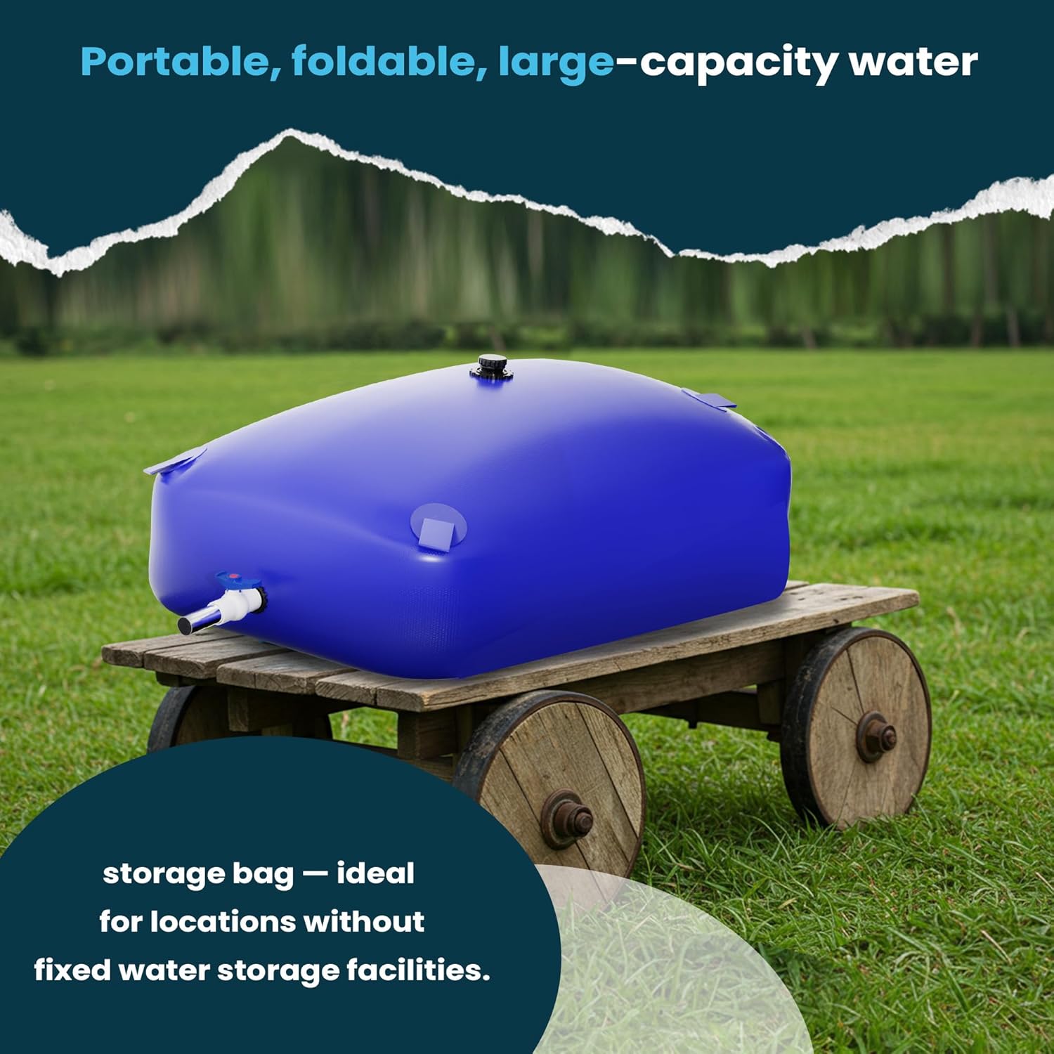 Large Capacity Water Storage Bladder Containers, Bladder Tank for Drought Resistance, Fire Prevention, Emergency Water, Agricultural Irrigation Outdoor (110L/29Gal, Blue)