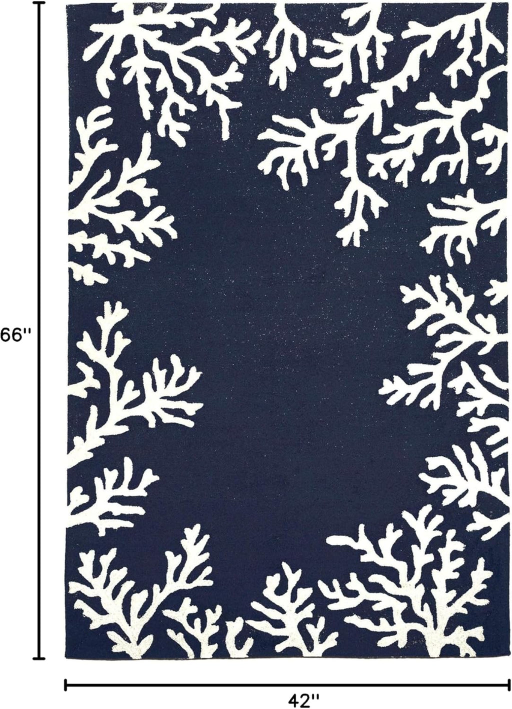 Liora Manne Capri Coastal Coral Border Navy Indoor/Outdoor Rug, 3'6" x 5'6'
