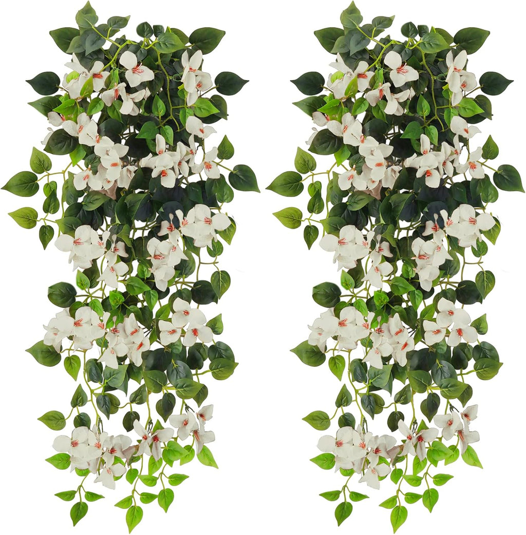 Artificial Hanging Flowers Bougainvillea, UV Resistant Fake Plastic Faux Flower Fabric Vine for Indoor Outdoor Garden Porch Eave Wedding Wall Décor