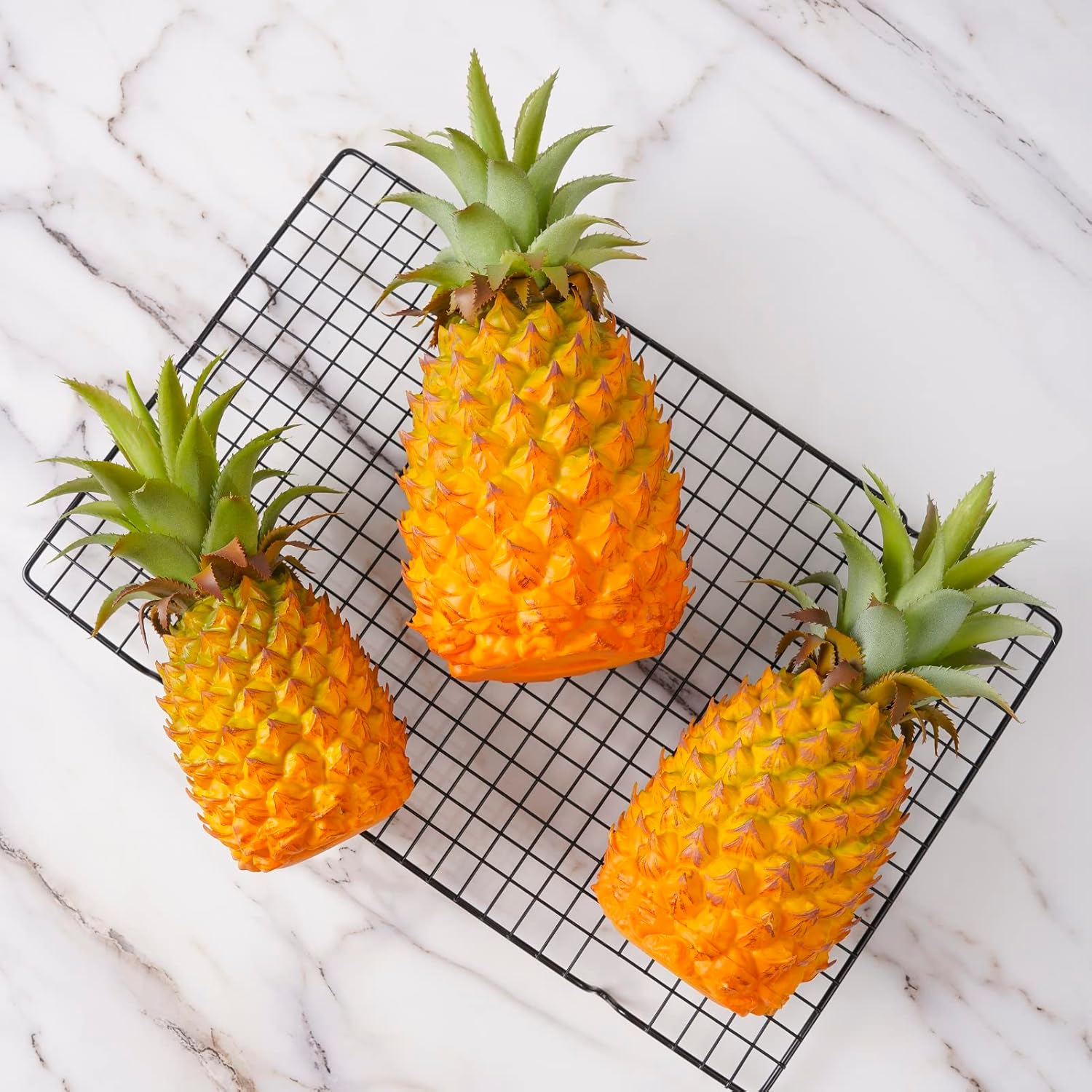 QIRMIZI 2 Pack Artificial Pineapple -Simulated Fruit Decoration, Lifelike Fake Fruit Model, Perfect for Home Decor, Kitchen, Party & Photography Prop – Realistic & Eco-Friendly,Yellow Small