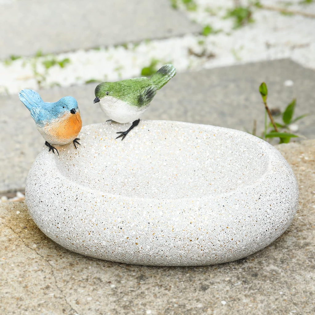 MUMTOP Bird Baths for Outdoors, Antique Outdoor Garden Bird Bath Resin Birdbath Bowl with Cute Birds Ornament for Outside Yard Table Decor