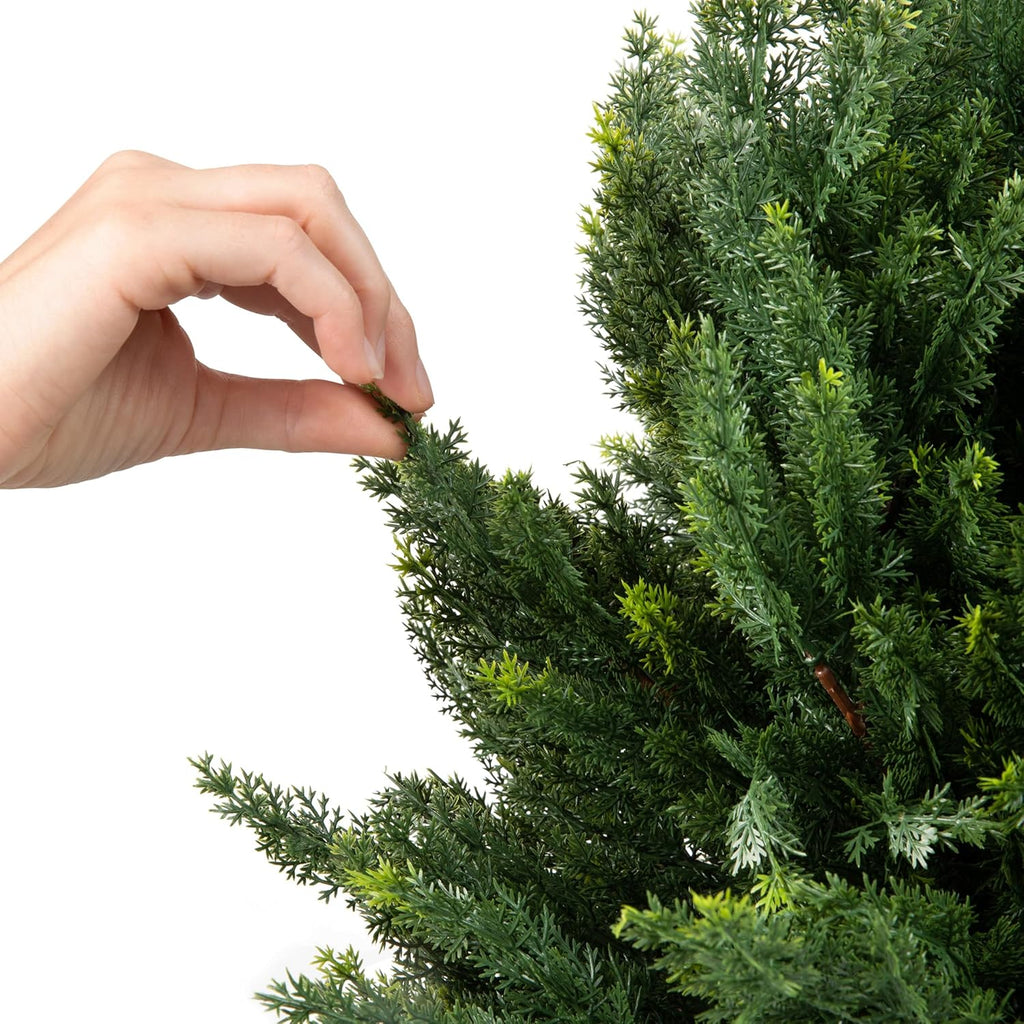 Premium 16" Diameter Artificial Cypress Topiary – Set of 2 Faux Plants with Ground Spikes – UV-Resistant, Realistic Outdoor & Indoor Greenery – Weatherproof Garden Landscaping Décor