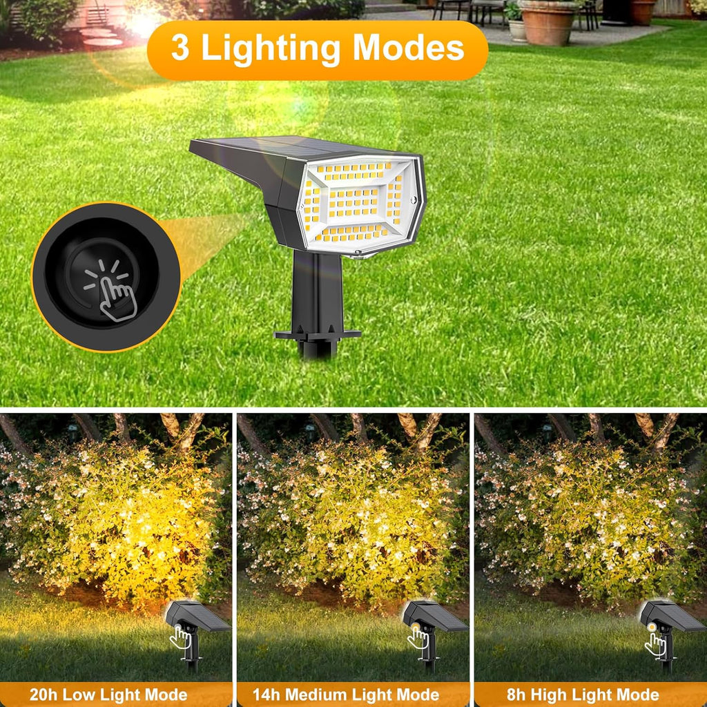 Fabrito 72 LEDs Solar Spot Lights Outdoor Waterproof, 3 Modes Landscape Spotlights, Dusk to Dawn Solar Powered Flood Wall Lights for Outside, Solar Garden Lights for Yard Porch 10 Pack (Warm White)