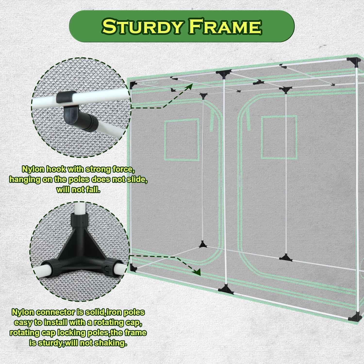 10x5 Grow Tent, 120"x60"x78" 600D Mylar Hydroponic Growing Tents for Plants Inside Reflective Grow Tent Growing Room Hydroponic System