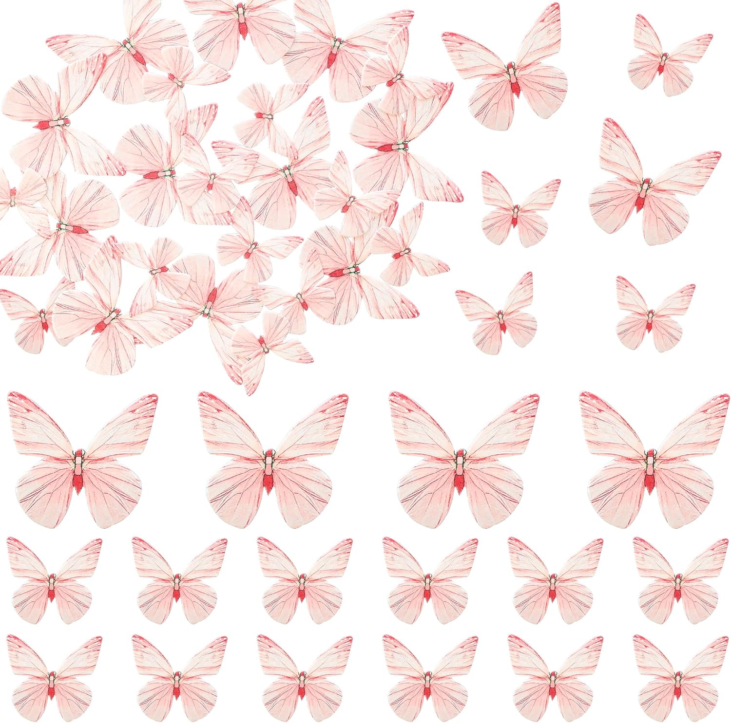 Ephlyn 72Pcs Edible Butterflies for Cake Decorating Pink Butterfly Cake Decorations Pink Butterflies Cupcake Toppers for Wedding Birthday Anniversary Flower Themed Party Supplies