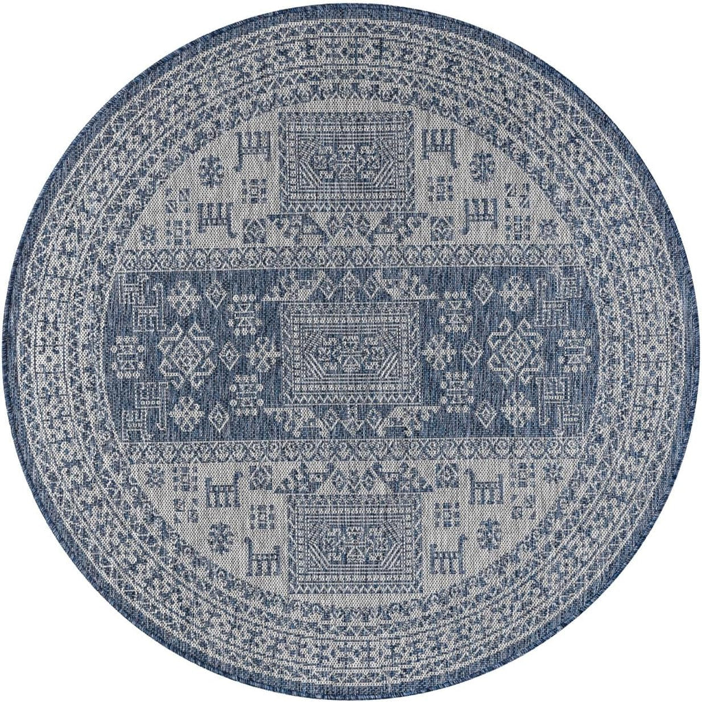Keen Home Design Terrace Outdoor Round Rug - 5ft Round Washable Indoor/Outdoor Rug for Patio, Kitchen, Balcony, Beach, Garden, Deck and Porch, Size: 5'3" Round