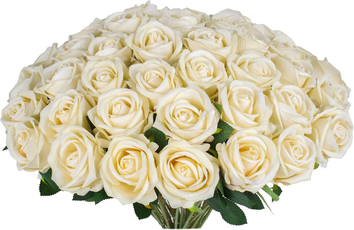 30 PCS Fake Champagne Roses, Artificial Flowers Bulk Realistic Silk Faux Rose with Stems for Wedding Decorations, Bridal Bouquets, Mother's Day Thanksgiving DIY Floral and Home Decor