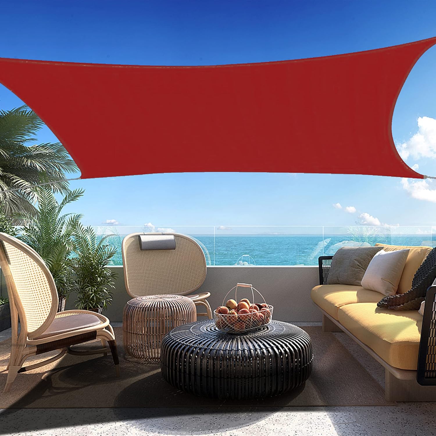 15' x 16' Red Rectangle Sun Shade Sail SSP1212 Canopy Durable Fabric UV Block Awning,We Make Custom Orders