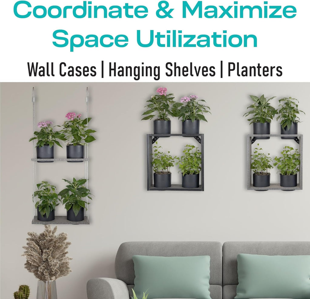 Urban Garden Decor with Pots Included, Hanging Planters for Indoor Outdoor Plants, Hanging Flowerpots, Wall Hanging Plant Holder Window Plant Shelves (Coffee Brown, Combo)