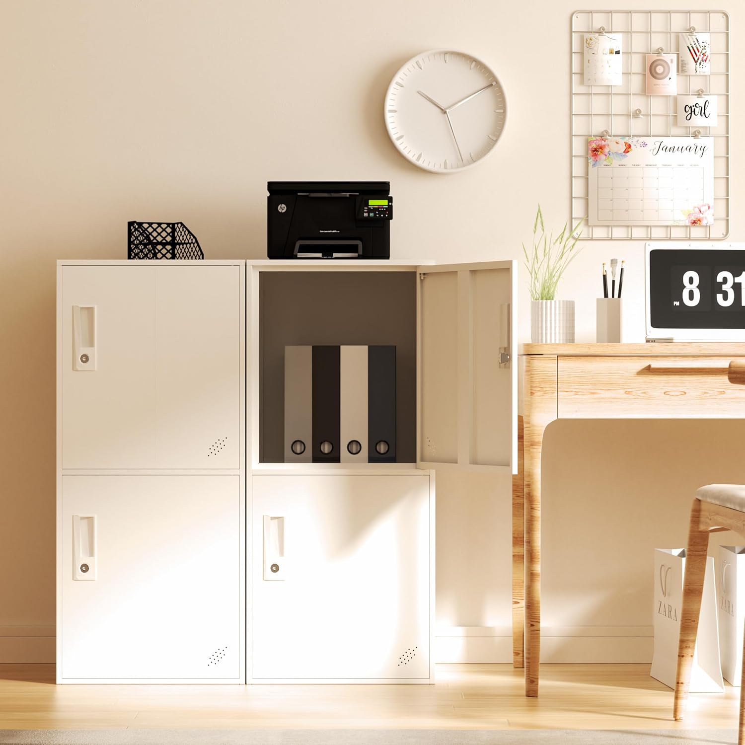 2 Door Vertical Stackable Storage Cabinet with Lock,Anti-Failing Device, Metal Lcoker,Organizer for Office, Home, Gym, School,Employee,Kids. (2D-White)