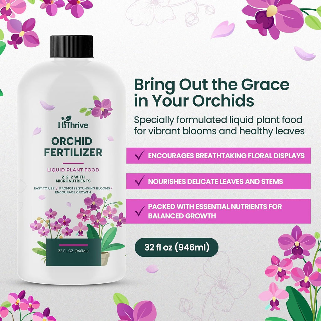 32oz Orchid Fertilizer - Makes 64 Gallons of Orchid Food, Indoor Plant Fertilizer for Orchids Indoors & Outdoors, Indoor Plant Food with Micronutrients for Vibrant Blooms and Strong Roots
