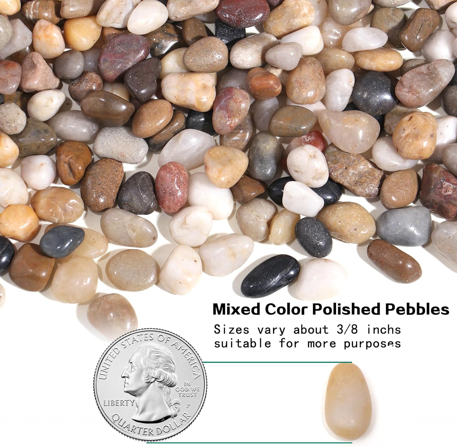 Calofulston 5lb Pebbles, 3/8 Inch Small Pebbles for Indoor Plants, Aquariums, Bamboo, Succulent, Vase, Outdoor Landscaping, Decorative Polished Plant Rocks for Pots Indoor, Mixed Color