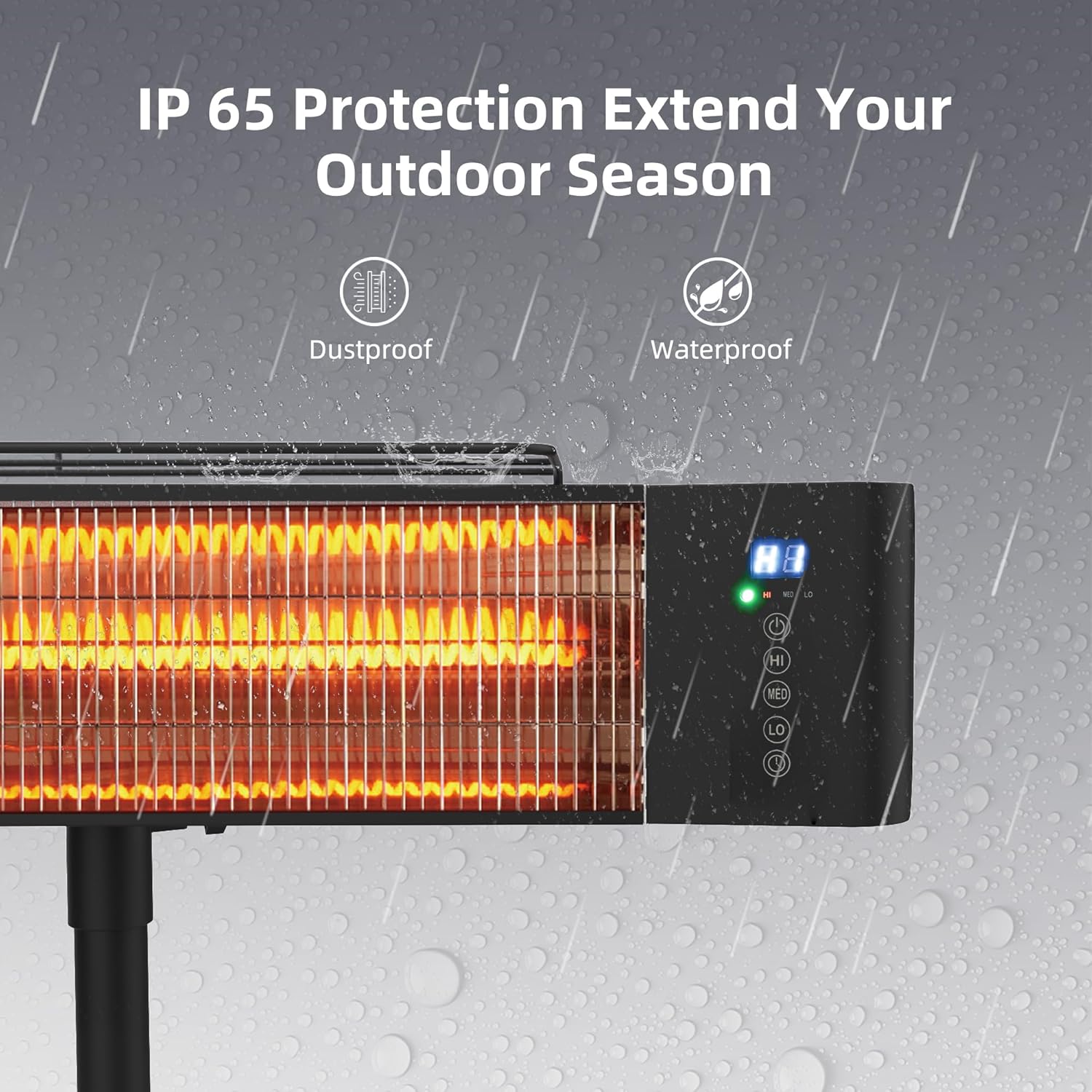 Infrared Outdoor Heater 1500W Wall Mounted & Standing Heater with Tripod IP65 Waterproof & Dustproof 3 Settings 12 Timer for Patio Backyard WEWARM