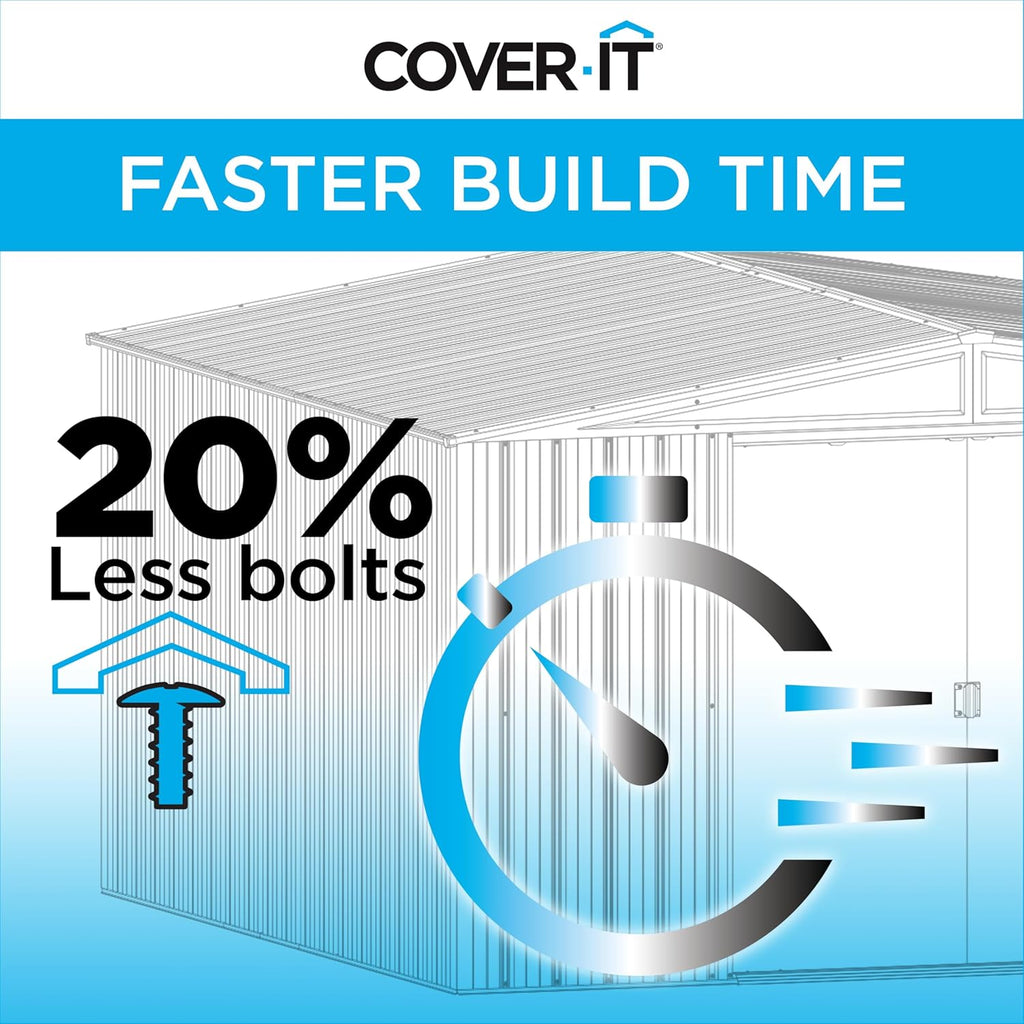 Cover It 5' x 3' Galvanized Steel Outdoor Storage Shed with Pent Roof and Lockable Sliding Doors, Weather-Resistant Steel Storage Shed for Backyards, Tan