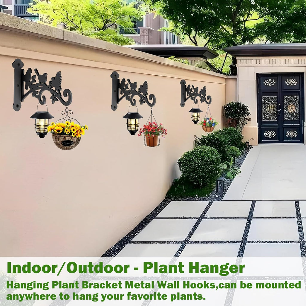 4 Pack Plant Hanger Hook,Outdoor & Indoor Hanging Basket Hooks,9in Metal Plant Wall Hanger,Plant Bracket Hook for Hanging Plants,Bird Feeder,Lantern
