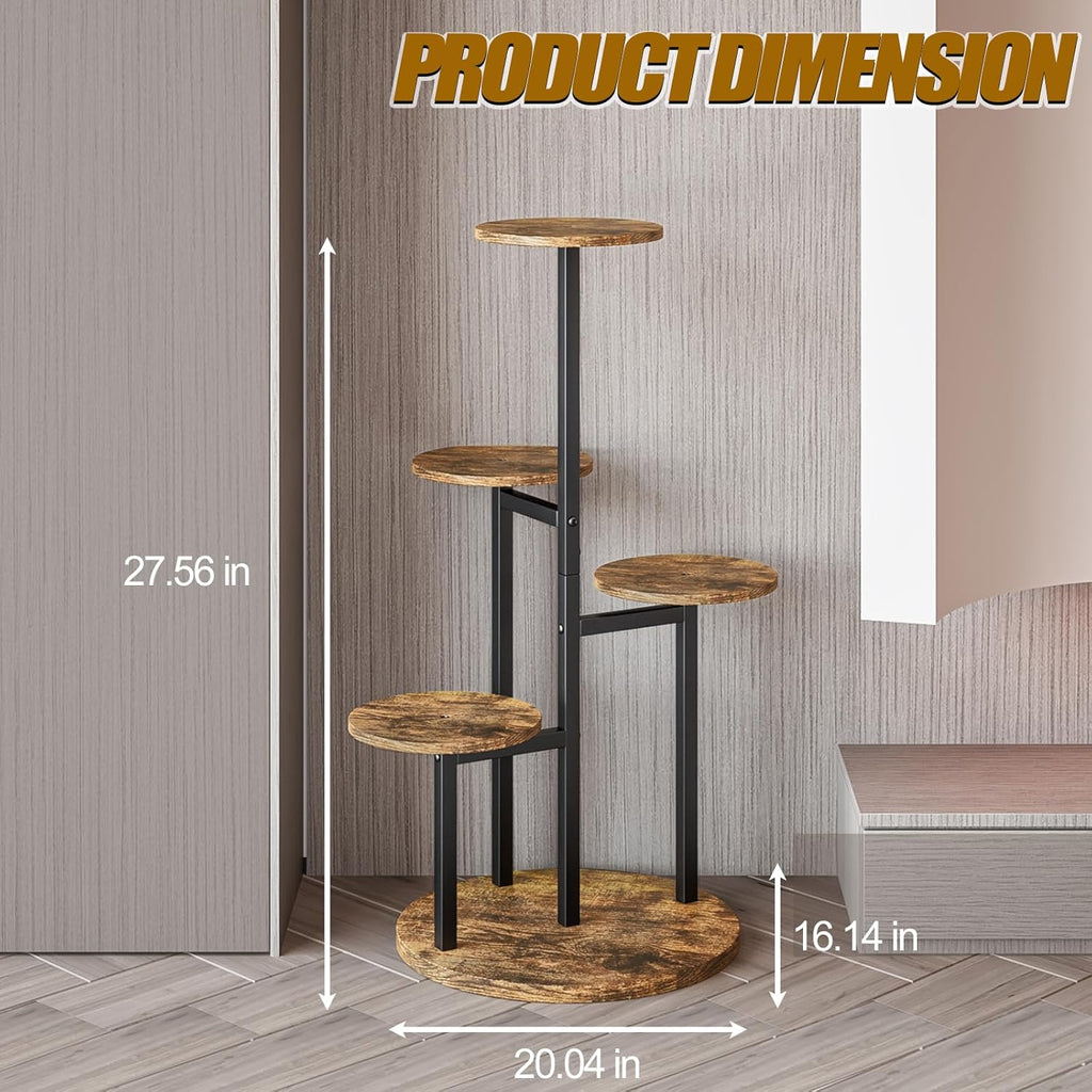 Plant Stand Indoor 5 Tier 8 Potted Multiple Flower Pot Holder for Patio Garden Balcony Living Room Corner (5 Tier Black+Rustic Brown)