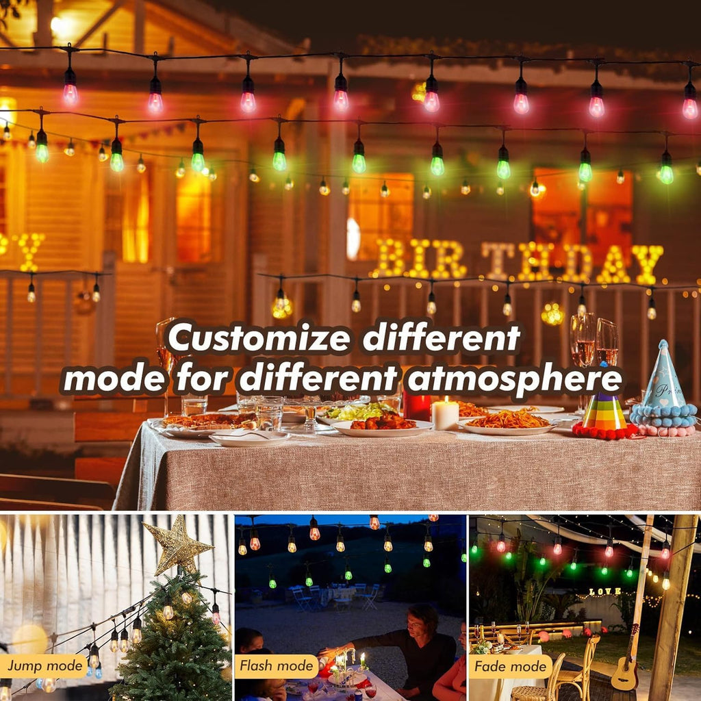 Auroraworld Outdoor String Lights, 24FT Color Changing Patio Lights Outdoor for Patio