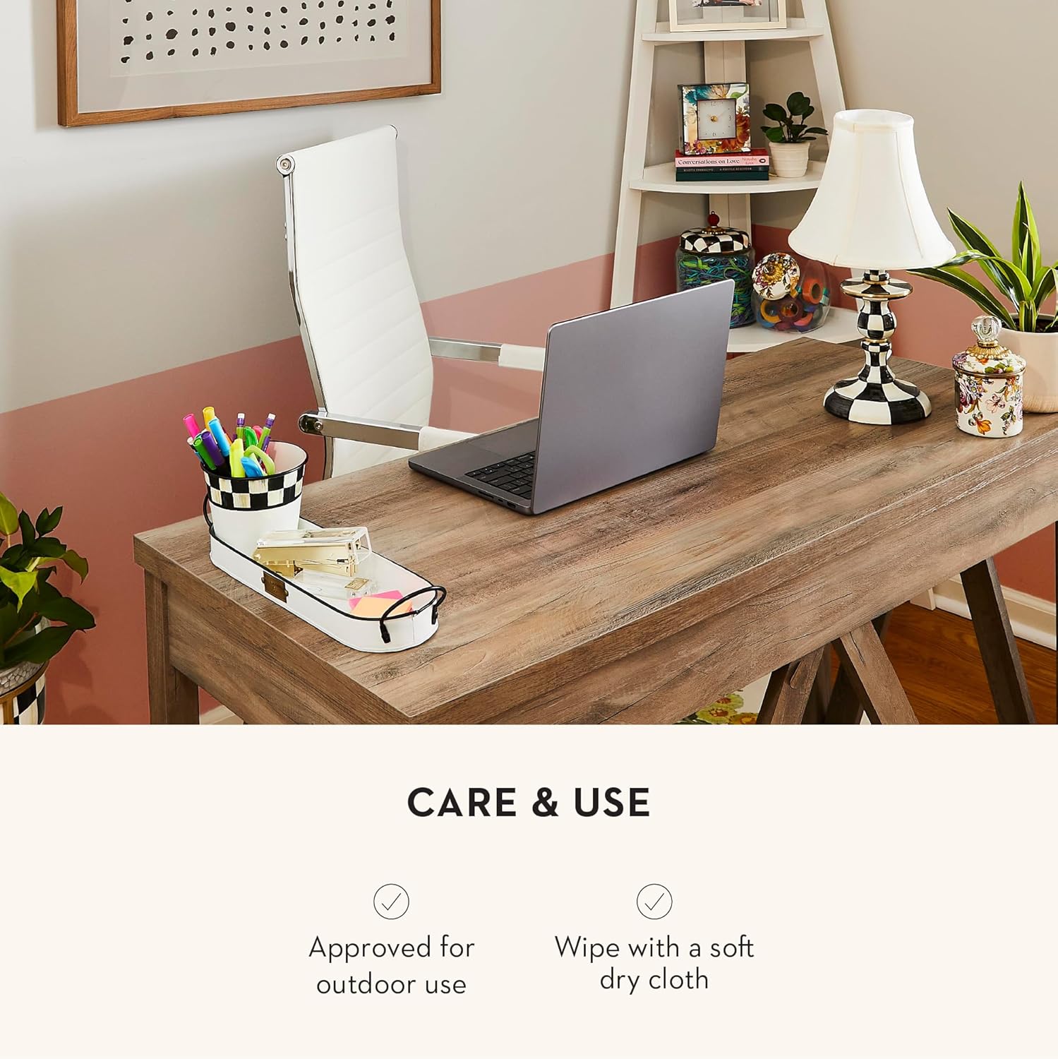 MACKENZIE-CHILDS Galvanized Herb Pots with Tray, Metal Herb Planters, Set of 3, Spectator