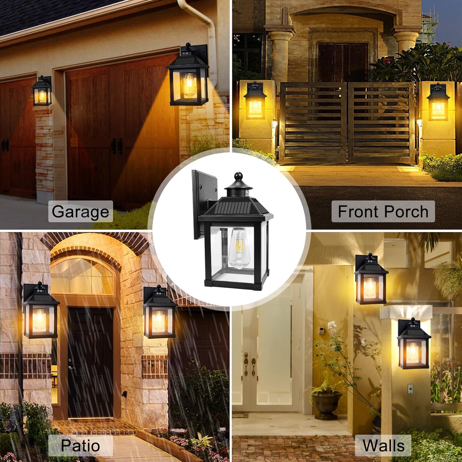 Solar Wall Lights Outdoor, Dusk to Dawn Solar Sconces, Motion Sensor Porch Lights Waterproof with 3 Lighting Modes, Exterior Wall Lantern Outside for Patio Garage Entryway Garden Shed