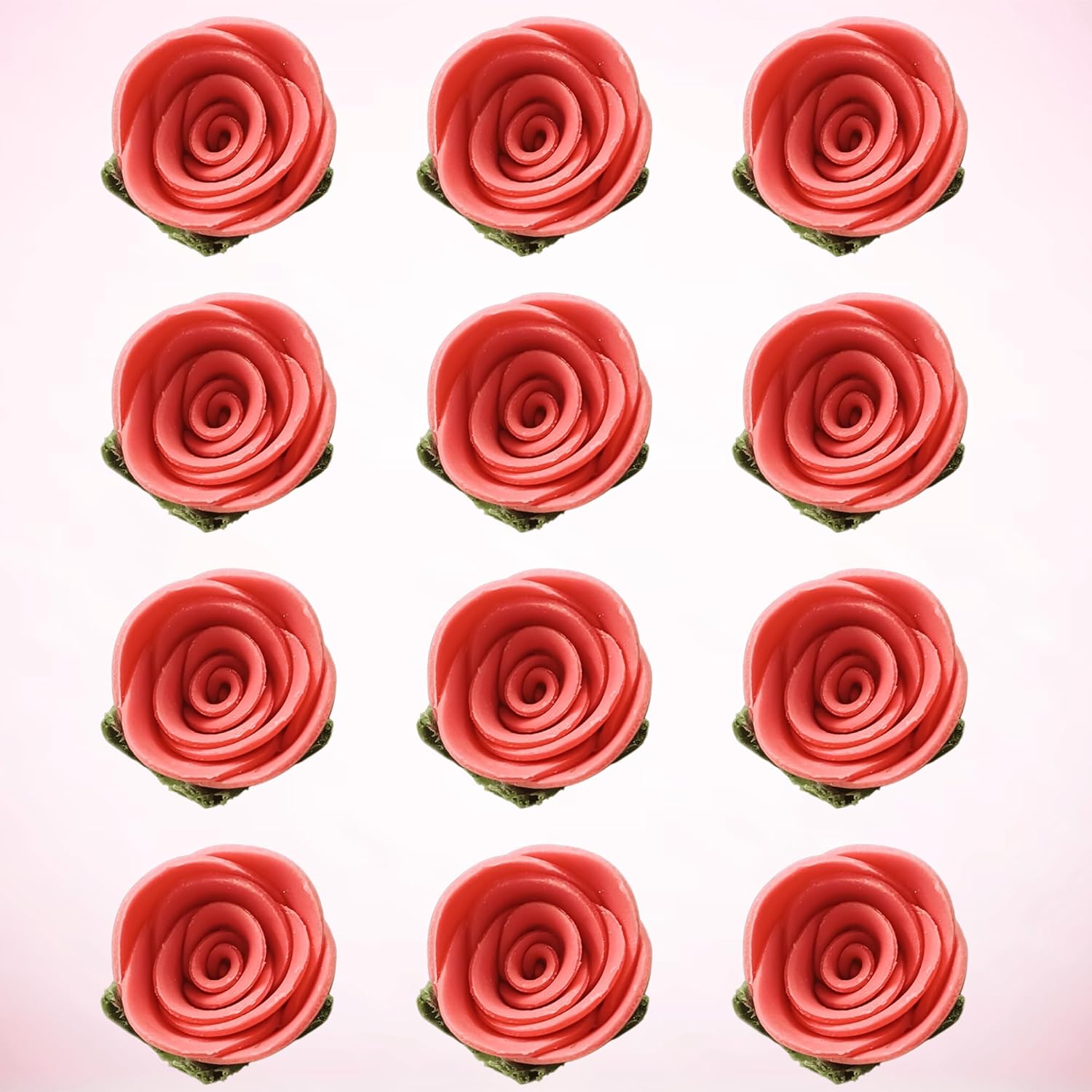 Confect Edible Coral Rose Cake Toppers | Handmade Edible Roses for Cakes, Cupcakes & Donuts | Floral Sugar Decorations for Wedding, Birthday & Festive Desserts – Pack of 12