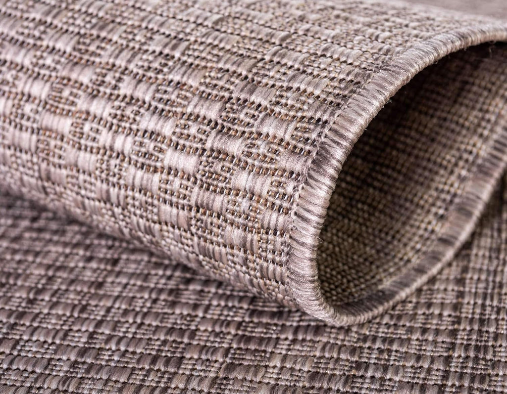 Unique Loom Collection Casual Transitional Solid Heathered Indoor/Outdoor Flatweave Area Rug (6' 1" x 9' Rectangle, Beige/Ivory)