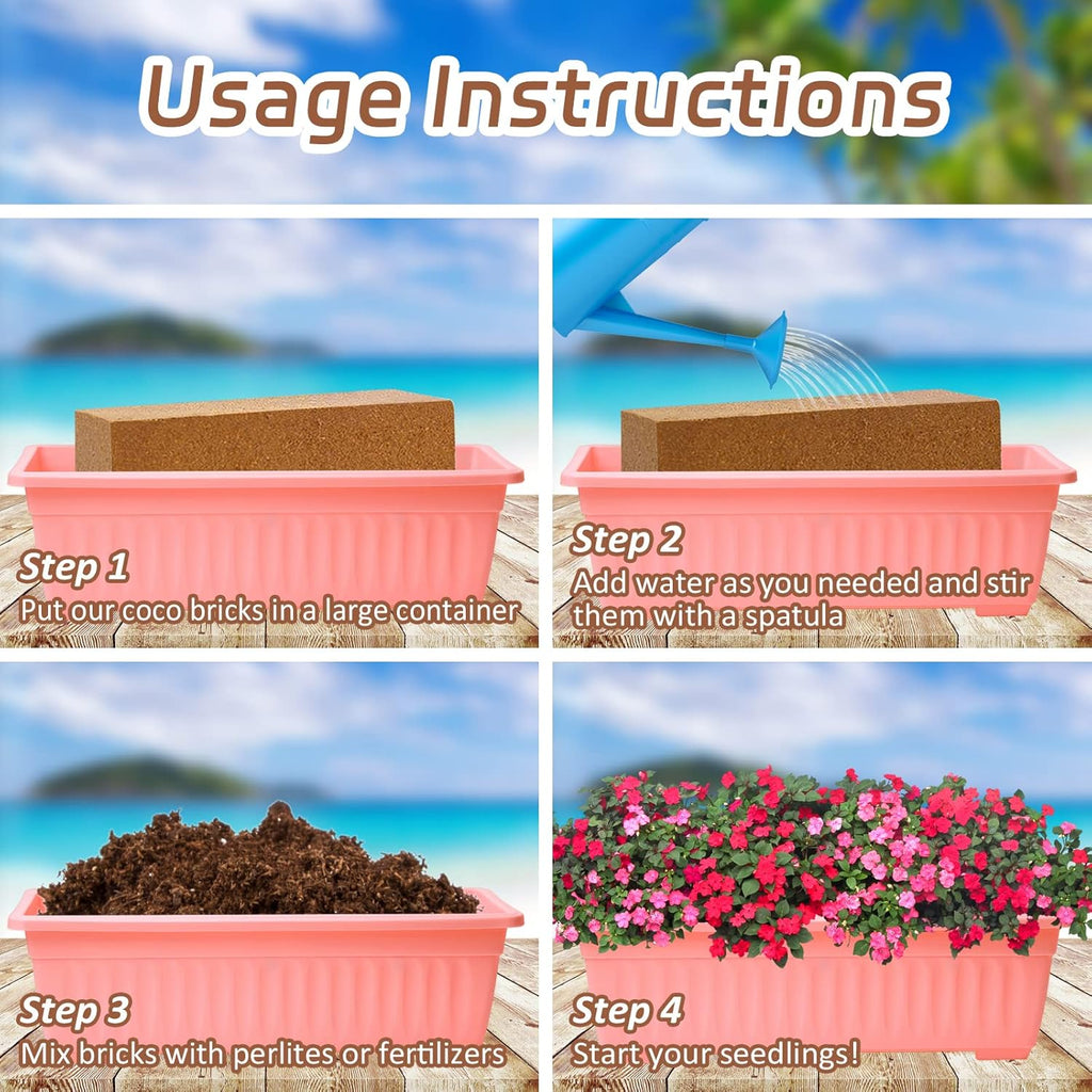Riare 8pcs Organic Coco Coir Bricks Soil Blocks- 100% Natural Compressed Coco Peat Brick Coconut Fiber Substrate with Low EC& pH Balance, High Expansion Coco Coir Pith Coconut Husk for Garden