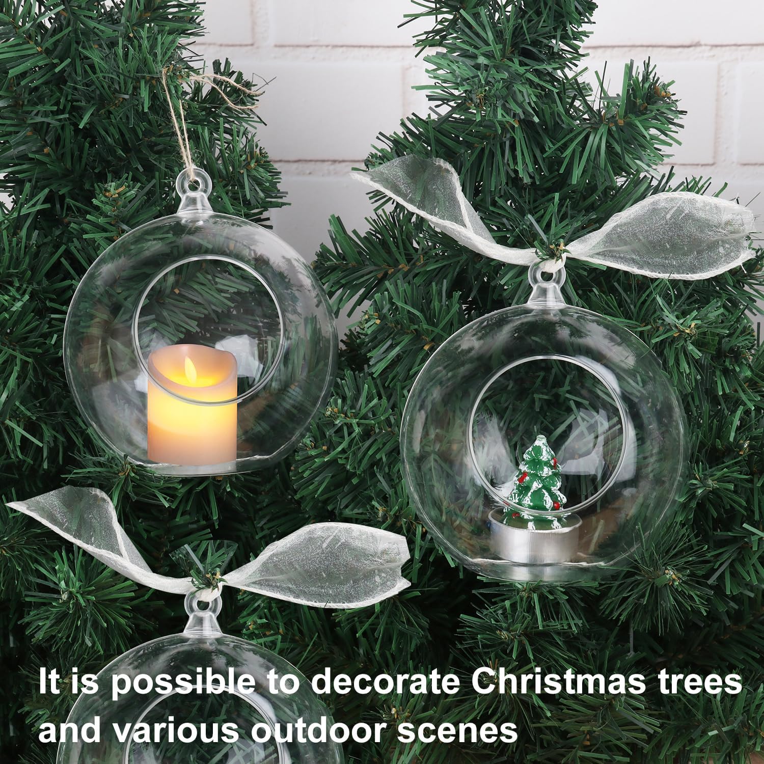 20 Pcs 4.72 Inch Tea Lights Hanging Glass Globes Orbs, Clear Hanging Candle Holder, Tealight Candle Holder for Wedding, Christmas, Party, Centerpiece Accessory and Home Decor by KUKLIPJIM.