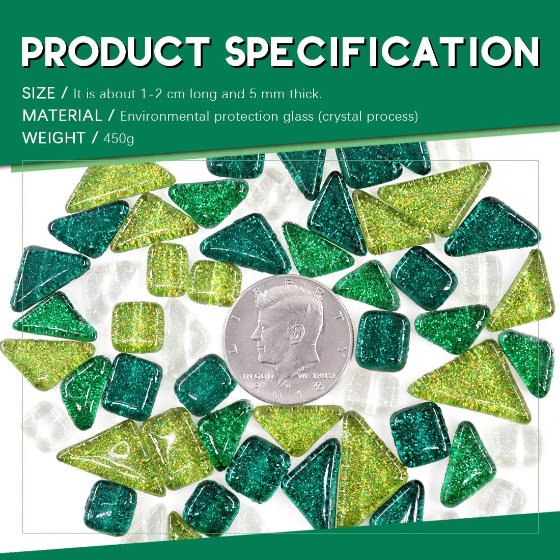 Swpeet Mixed Colors Shine Crystal Series Mosaic Tiles Assortment Kit, Square and Triangle Glitter Crystal Tiles Perfect for Home Decoration Crafts