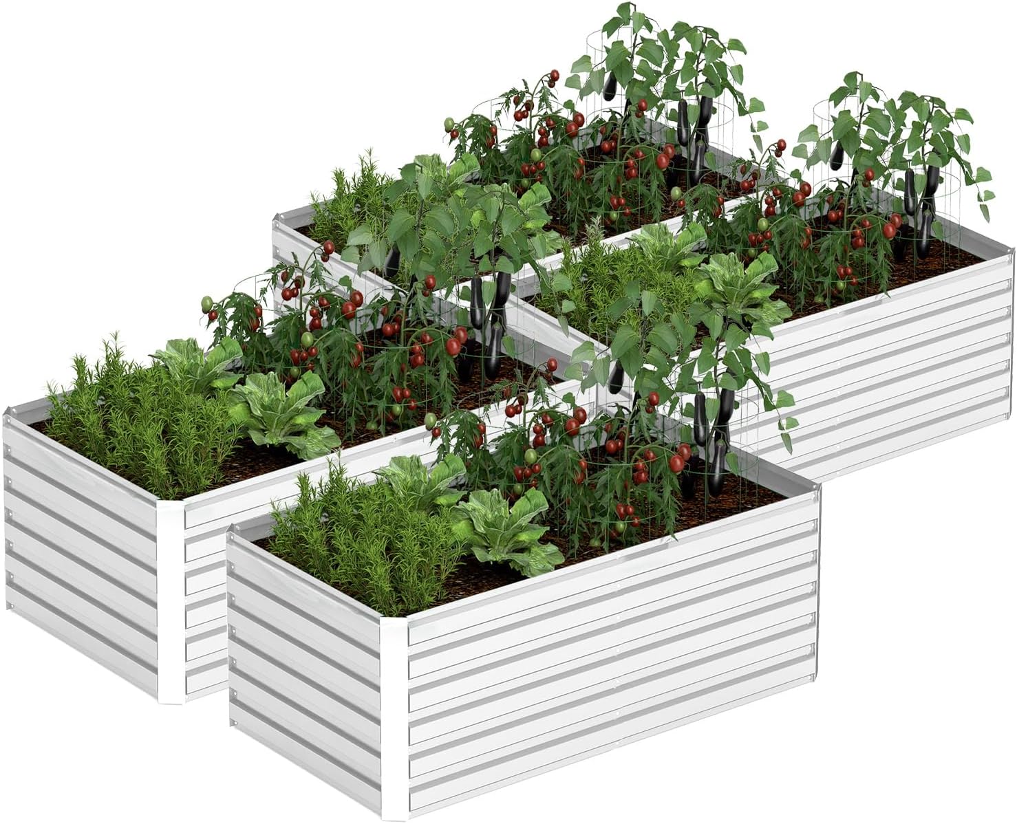 6x3x2 ft Raised Garden Bed, Large Metal Planter Raised Beds, Planters for Outdoor Plants for Vegetables, Flowers, Herbs, Fruits, and Succulents.(4 Pcs)