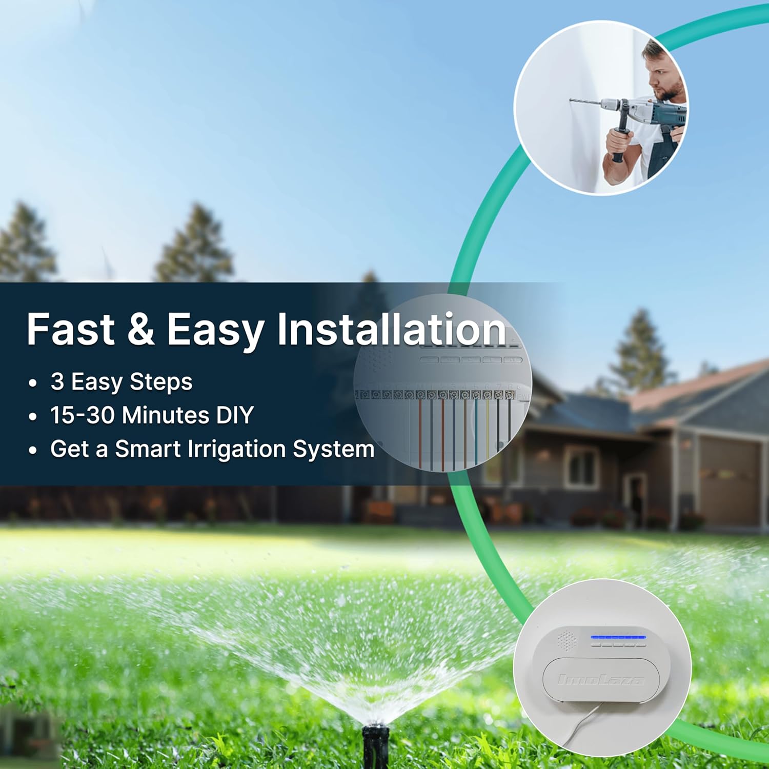 ImoLaza 8-Zone Indoor Smart WiFi Sprinkler System Controller, Easy Install Irrigation Timer for Lawn & Garden, Water-Saving Automatic Sprinkler Timer/Controller with Mobile App, Compatible with Alexa