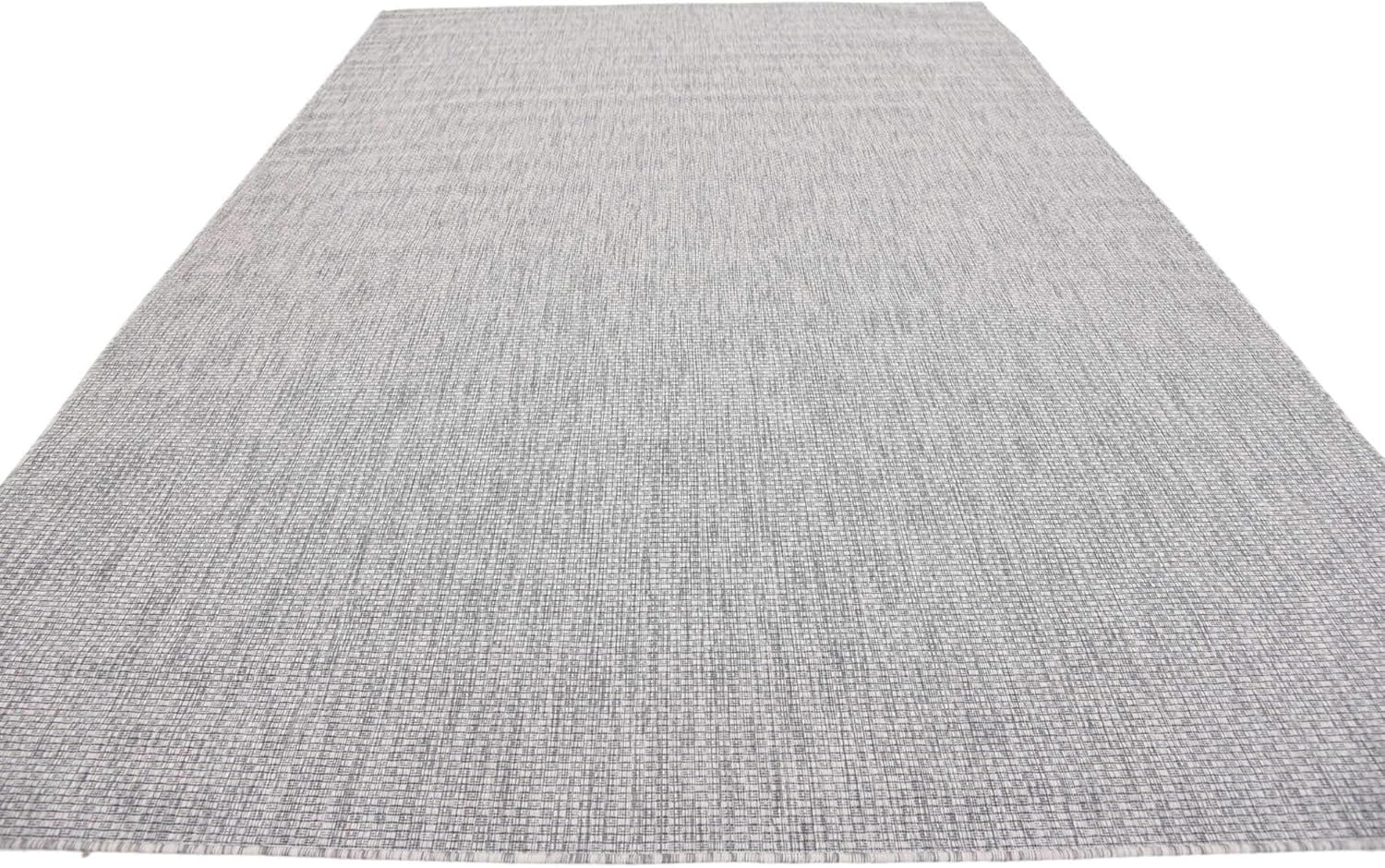 Unique Loom Outdoor Solid Collection Area Rug (8' x 11' 4" Rectangle Light Gray/Ivory)