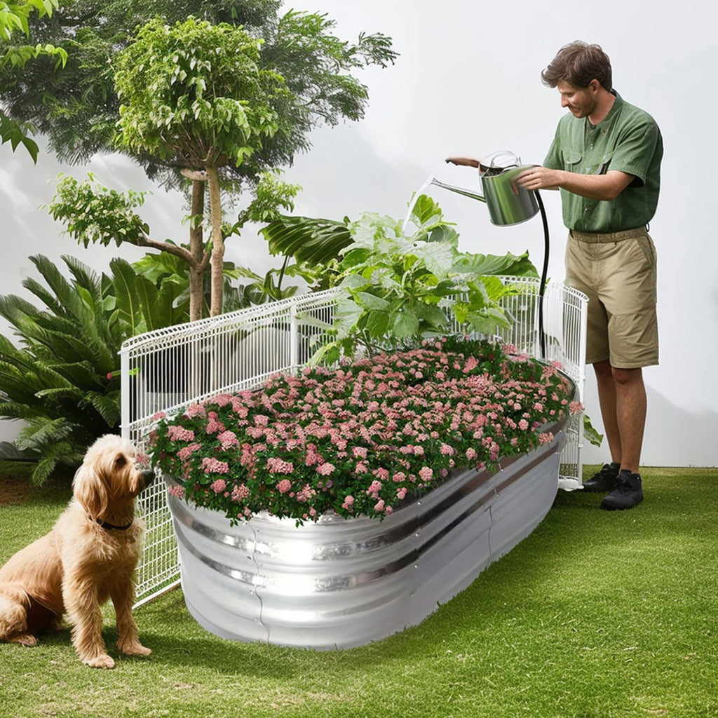 Raised Garden Bed, Raised Beds for Gardening Outdoor for Vegetables and Flowers Ground Planter Box, Galvanized Metal Planter Grow Garden Box,4x2x1ft