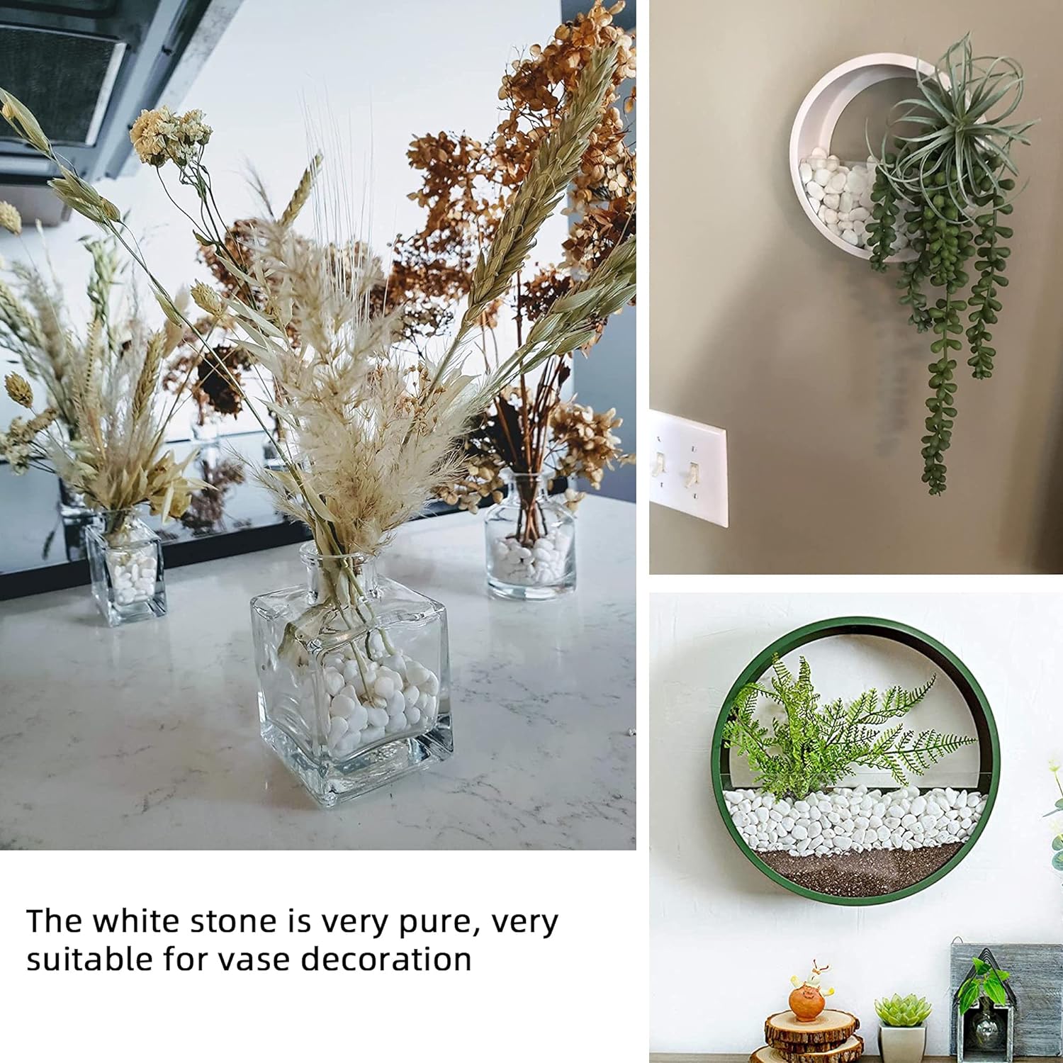 White Pebbles for Plants Garden Vases 1.8lb White Rocks Gravel Decorative Stone 1/2"……