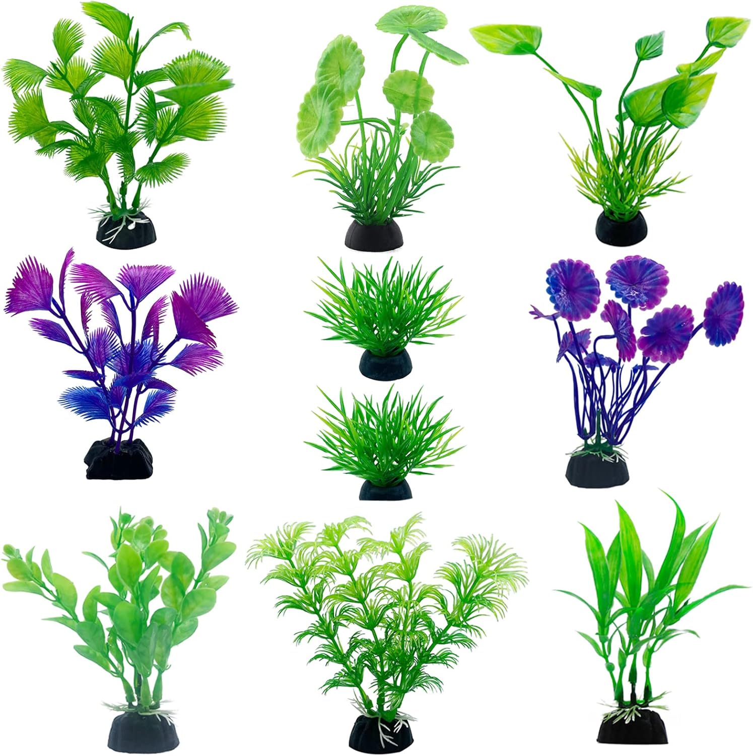 10PCS Plastic Artificial Aquarium Plants, Fake Realistic Plants for Aquarium Fish Tank Vivid