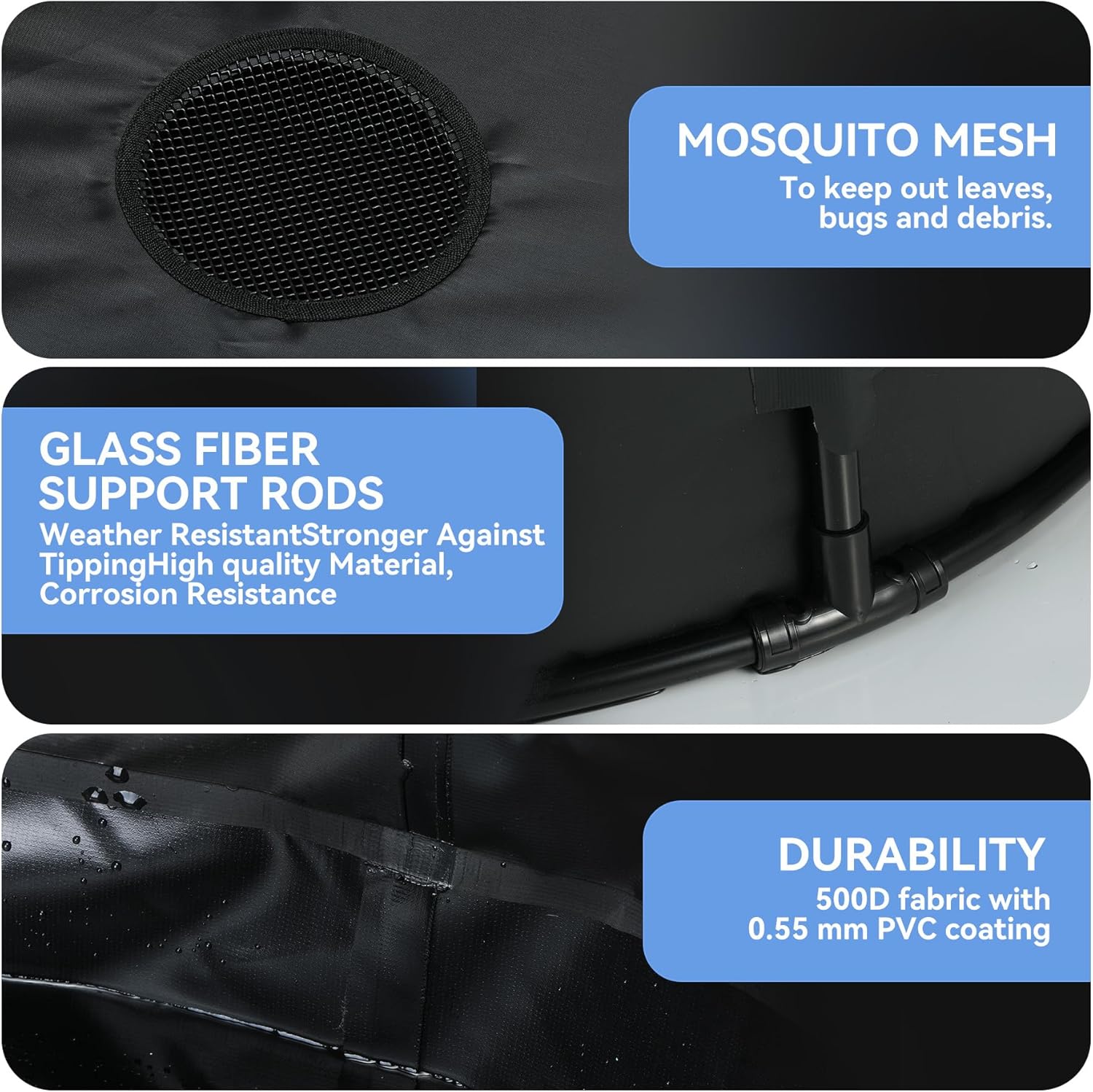 Upgraded 100 Gallon Rain Barrel Water Tank - Portable Rain Water Collection Barrel - Large Water Storage Tank - Stable Water Barrels Rain Catcher with Spigot Overflow Kit, Black