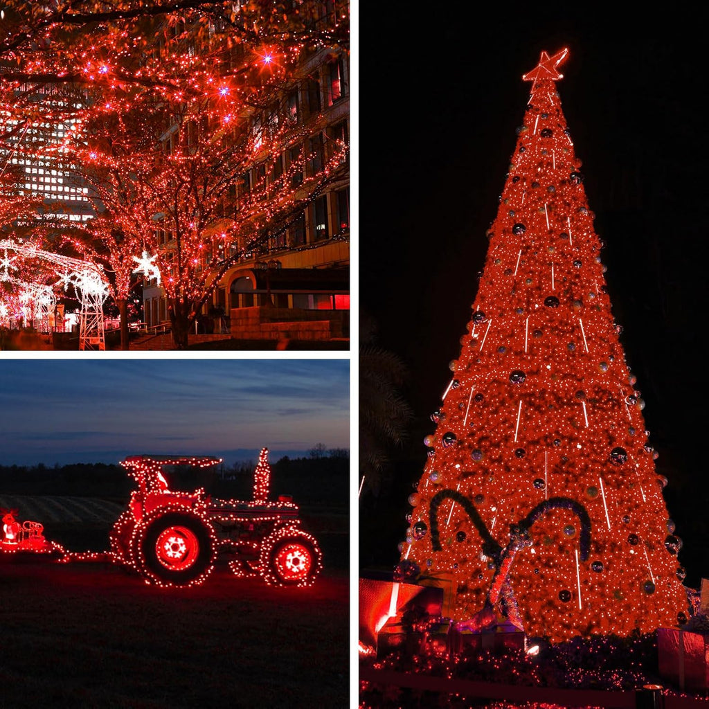 Solar Powered String Lights Outdoor, 2 Pack Total 200 LED 66FT Solar Powered Decorative Fairy Lights 8 Modes for Valentines Day Decor, Garden, Patio, Party, Yard, Christmas(Red)