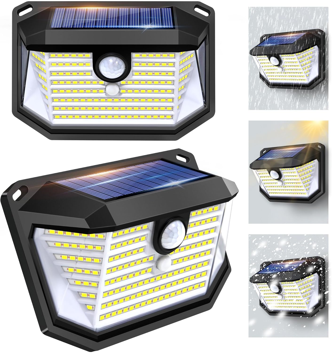 Solar Lights Outdoor Motion Sensor, 178 LED 300LM Waterproof IP65, Wall Mounted Security Light with 3 Modes, 270° Wide AngleWide Angle, Solar Powered for Garden, Yard, Patio, Front Door(2Pack)