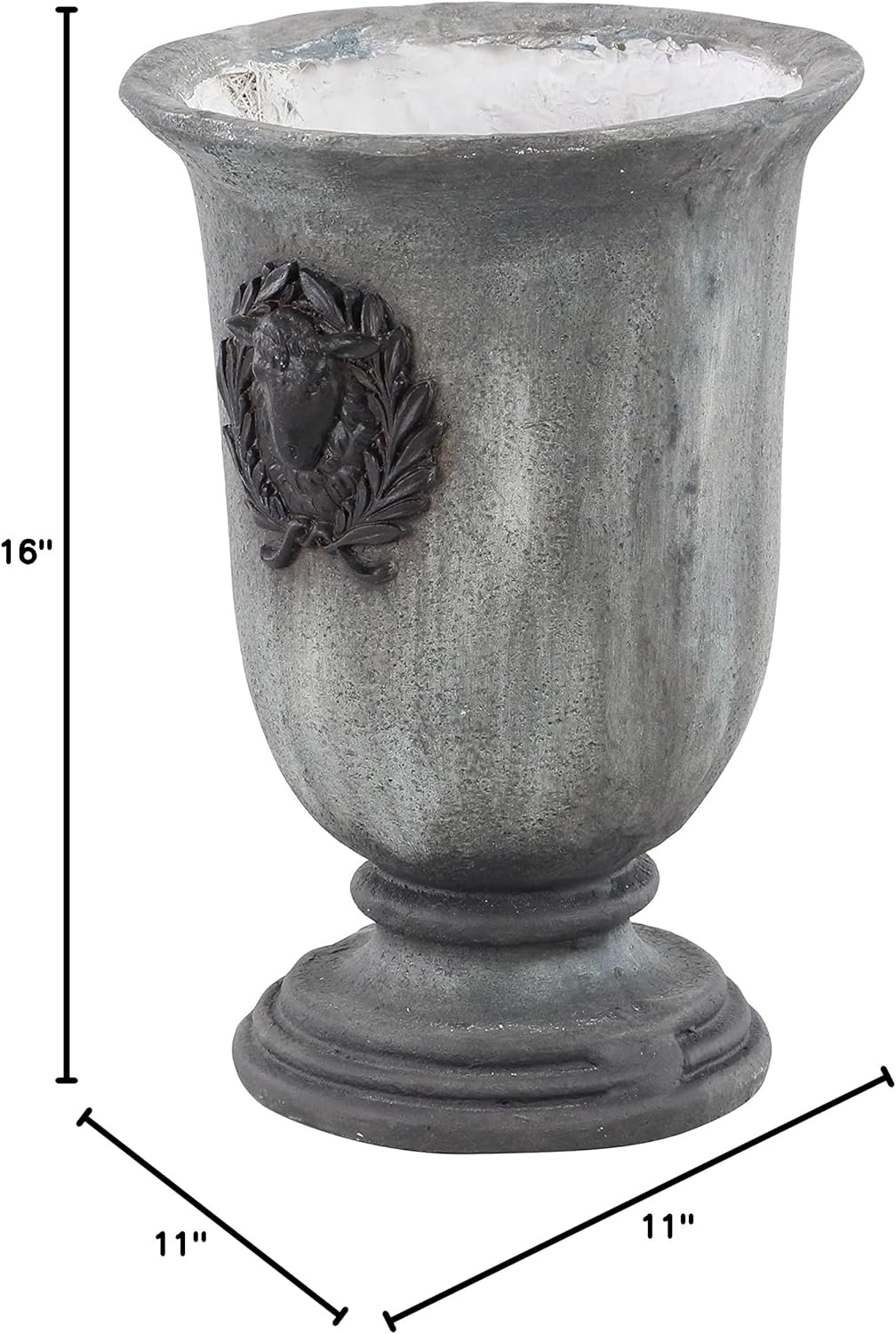 Studio 350 Grey Resin Rustic Planter 16 x 11 x 11-11 x 11 x 16Round