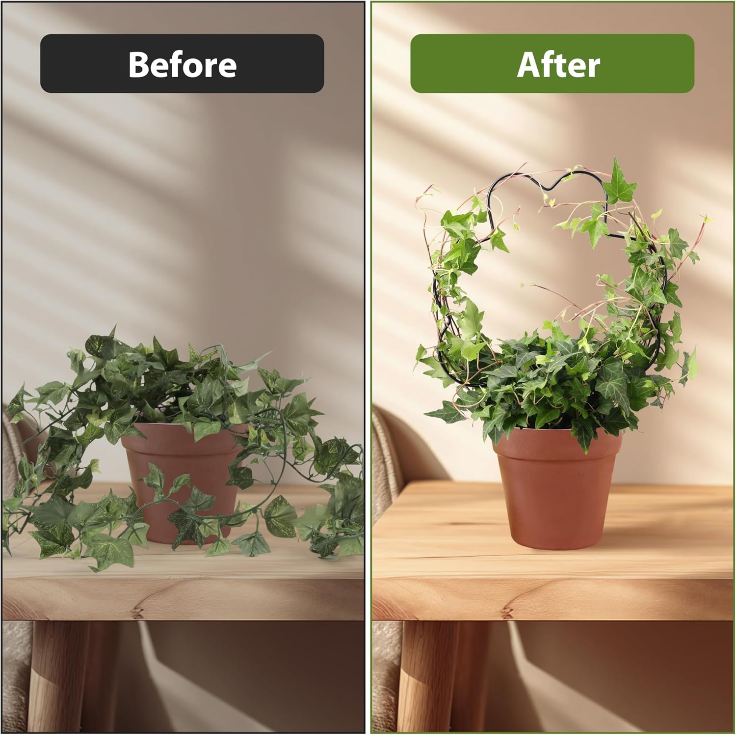 2 Pack Plant Trellis Indoor, 11.2" W x 13.7" H Small Trellis for Potted Plants, Decorative Trellis for Climbing Plants Indoor, Ideal for Vines on Tabletops, Balconies, Gardens and Lawns, Flower-Shaped