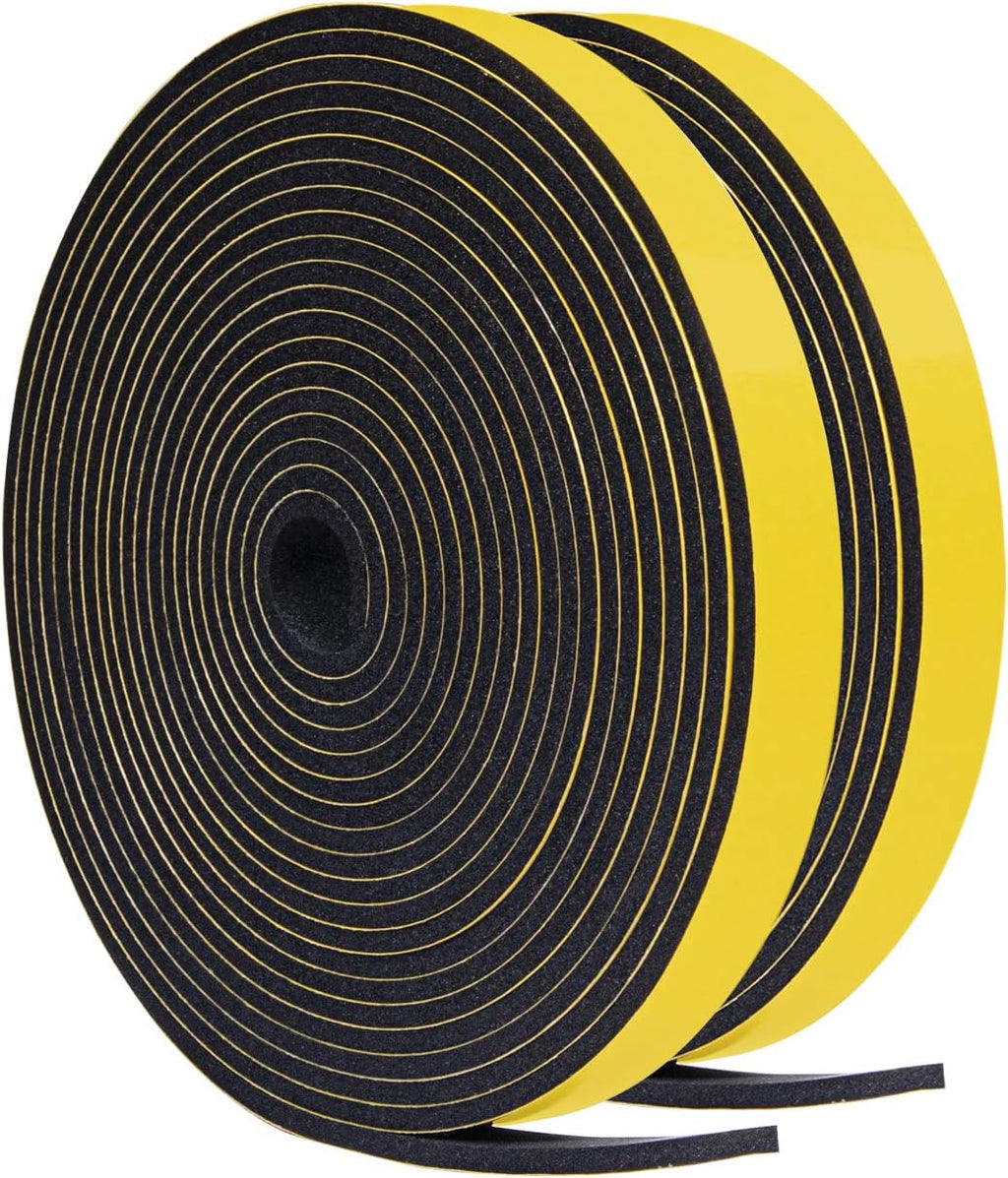 TORRAMI Weather Stripping for Windows 1/2 inch W x 1/4 inch T x 13 Ft Length,Foam Sealing Insulation Tape Weather Strip (Total 26 Ft Length, 2 Rolls of 13 Ft Each)