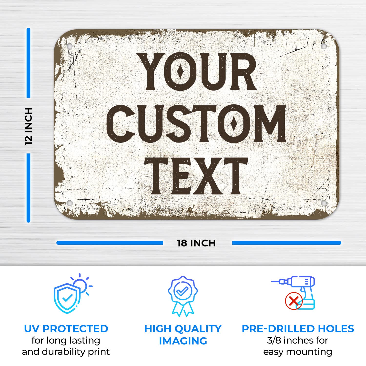 Rustic Custom Sign, Personalized Metal Signs, Gift for Him Men Dad, Man Cave, Indoor and Outdoor Use 12x18 Inches, ACM, Fade Resistant, Made in USA