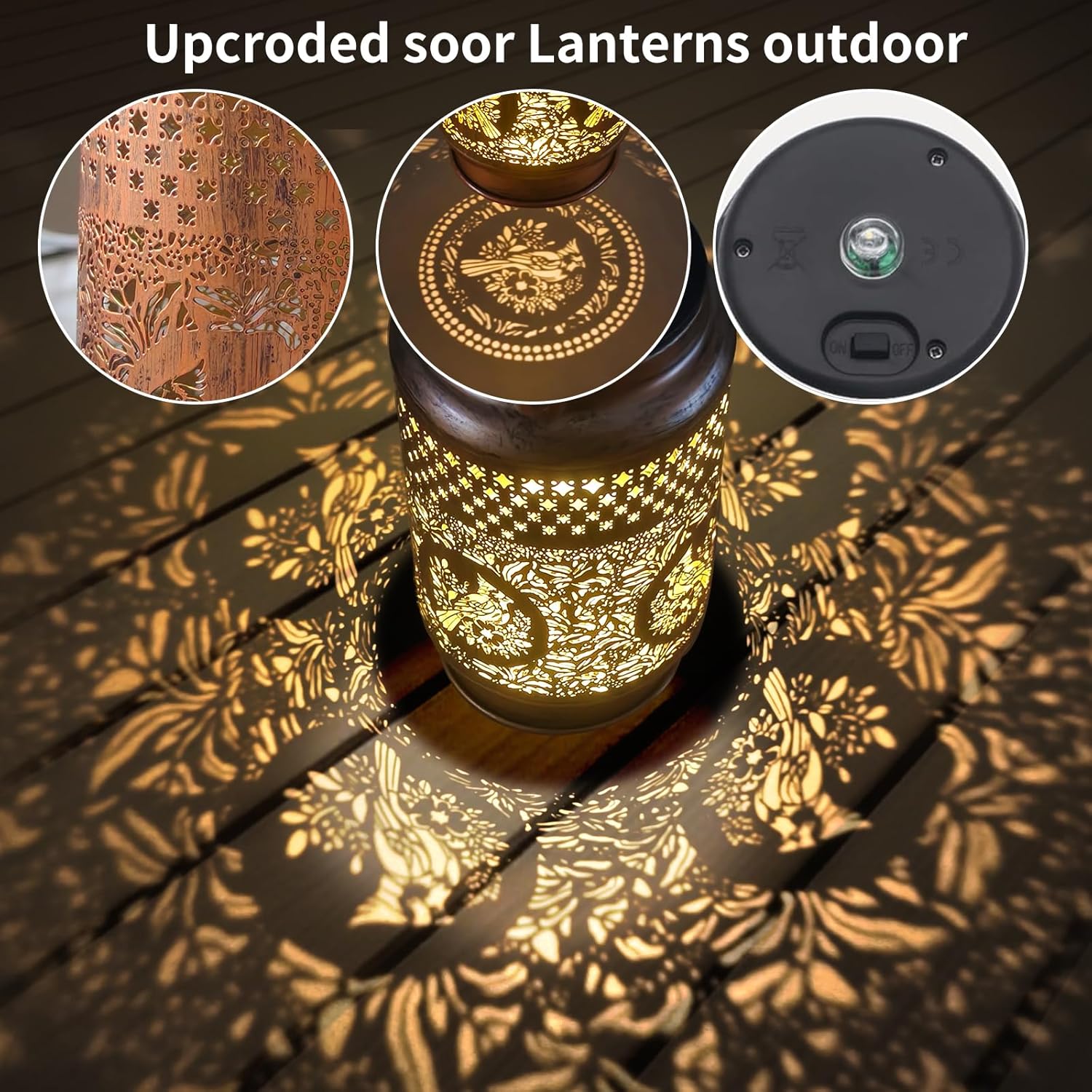 Solar Bird Light Outdoor Waterproof LED Garden Light, Women's Holiday Gift, with Hollow Iron Art, Retro Lawn Landscape Projection Light, Used for Courtyard Decoration (Waxwing Bird)