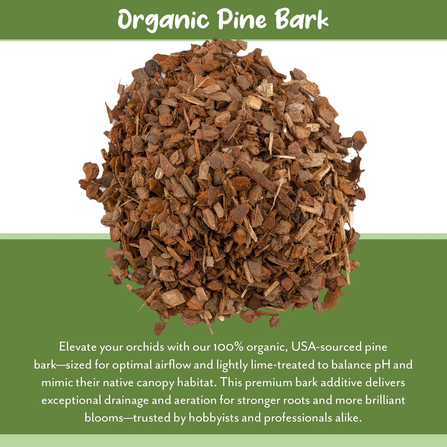100% Organic Orchid Potting Bark (8 Quarts), All-Natural USA-Sourced Pine Bark Orchid Mix Additive